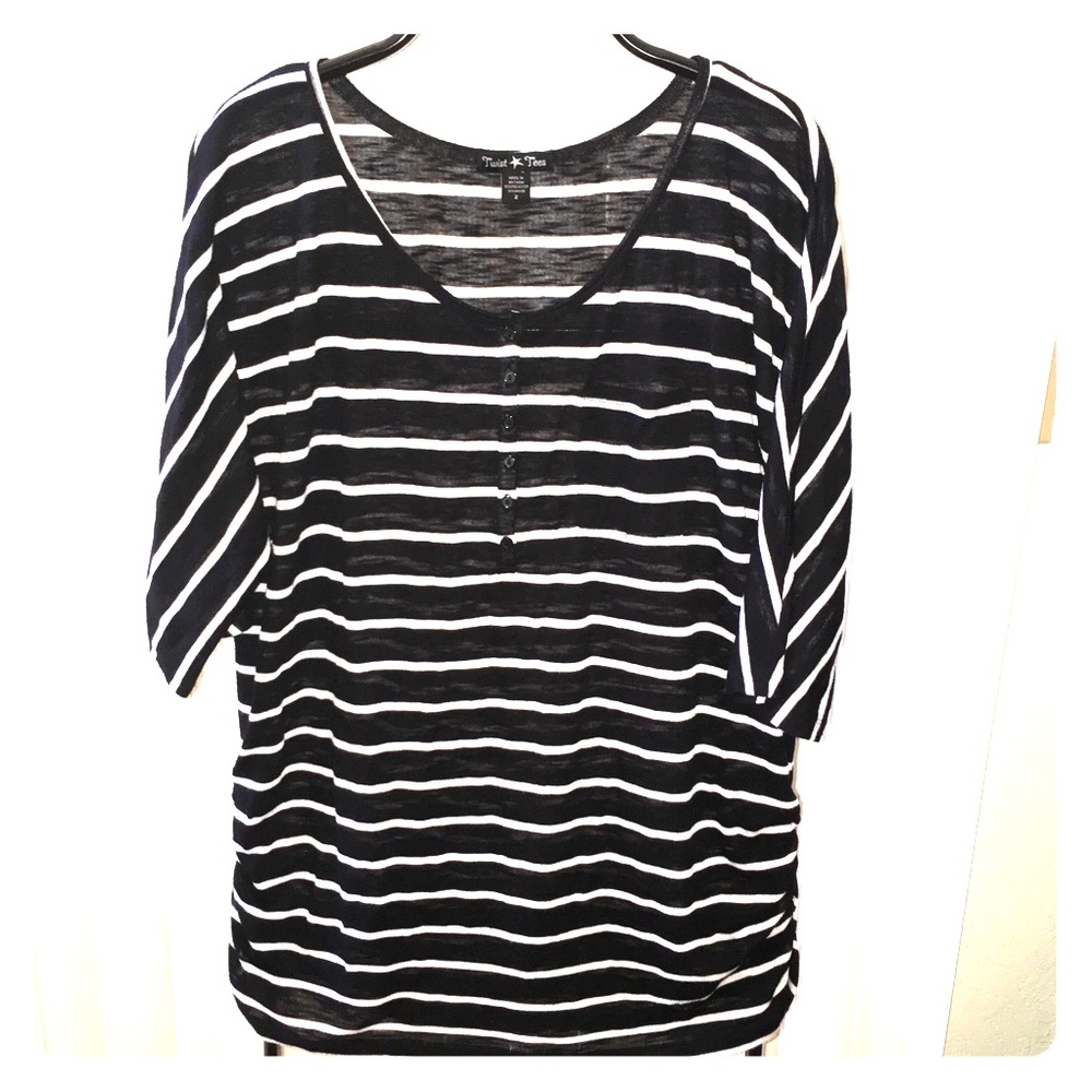 Torrid Twist Tees Black & White Striped Burnout